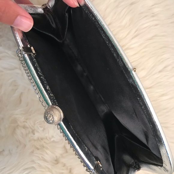 Vintage Silver Handbag Purse Clutch, Chain Handle - Picture 4 of 8